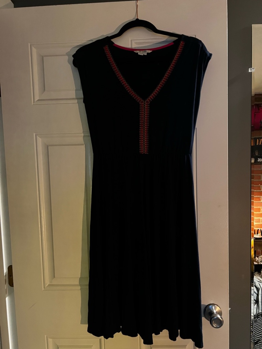Boden Navy Dress with Hot Pink Trim